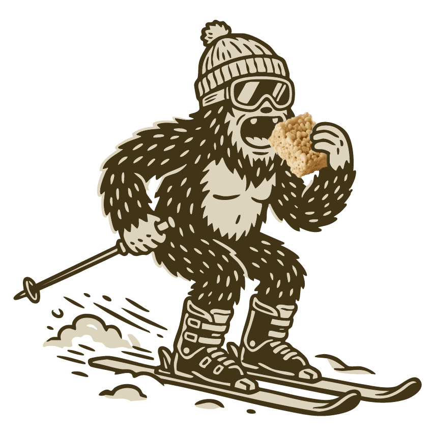 BonkSquatch skier with a bonk bar sticker